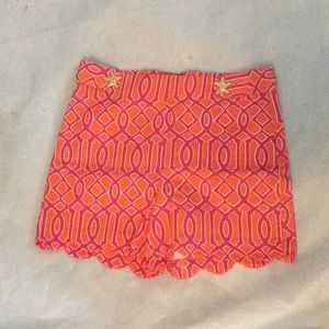 Mud Pie Orange Pink Scallop Starfish Shorts XS